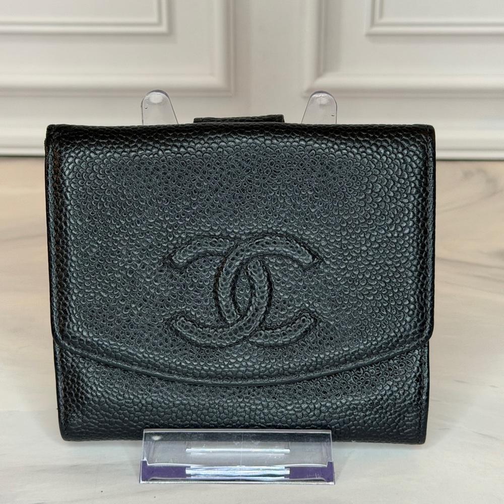 Chanel Black Caviar Leather Compact Bifold Wallet | Authentic | Full Set - Picture 3 of 11